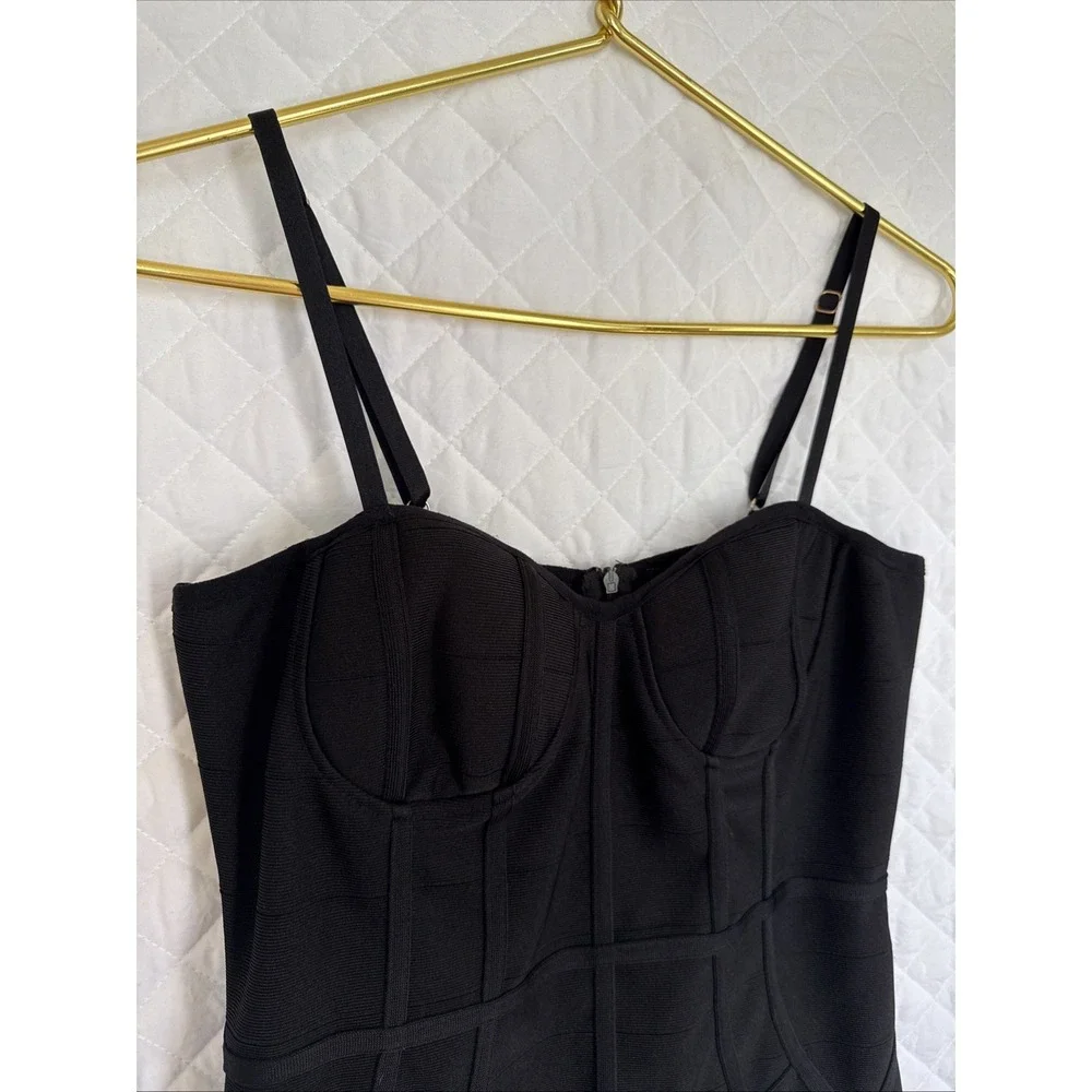 Bodycon Hot Haute‎ Monde Black Spaghetti Corset Dress Size L